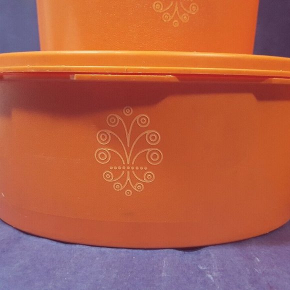 Vintage Tupperware Servalier Canister Set Of 3 w/ Lids Tangerine 1298 1222 1204 - Picture 3 of 9